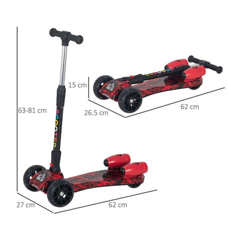 Kids Wheel E-Scooter Light Music Water Spray Rechargeable 3-6 Yrs Red