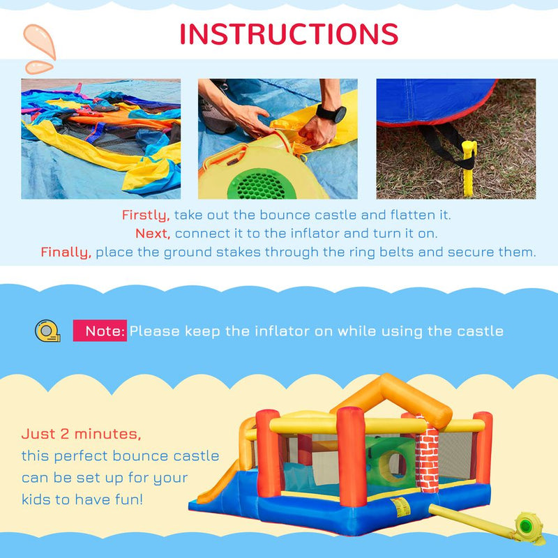 Kids Bouncy Castle with Double Slides Pool Trampoline with Blower