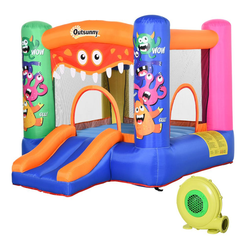 Bouncy Castle with Slide Basket Trampoline Monster Design