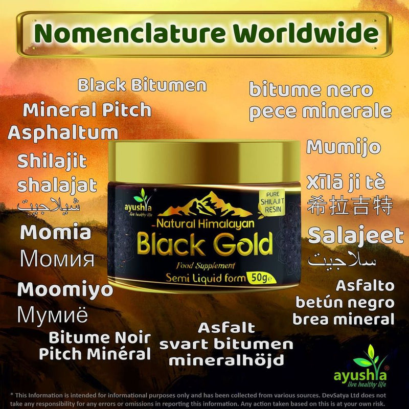 Black Gold Pure Himalayan Shilajit Resin, Natural Source of Fulvic Acid - 50 grm