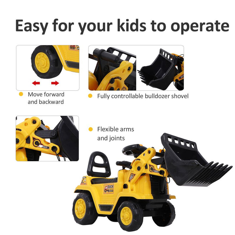 Kids Ride-On Bulldozer Toddler Scooter Storage Cart Construction Truck