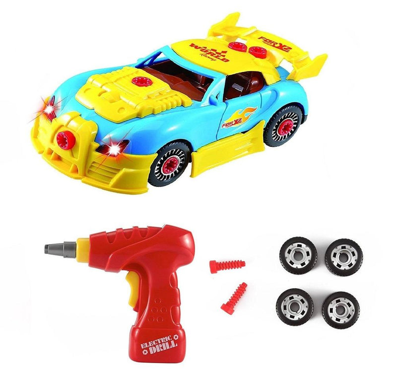 30 PC Racing Car Take-A-Part Toy for Kids with Tool Drill Light & Sound