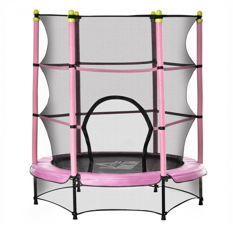 HOMCOM 5.2FT Kids Trampoline with Safety Enclosure, Indoor Outdoor - Pink