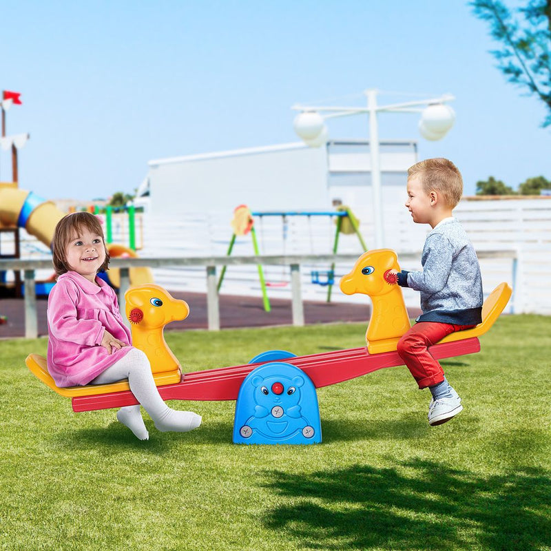 Kids Seesaw Safe Teeter Totter 2 Seats with Easy-Grip Handles