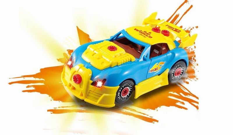 30 PC Racing Car Take-A-Part Toy for Kids with Tool Drill Light & Sound