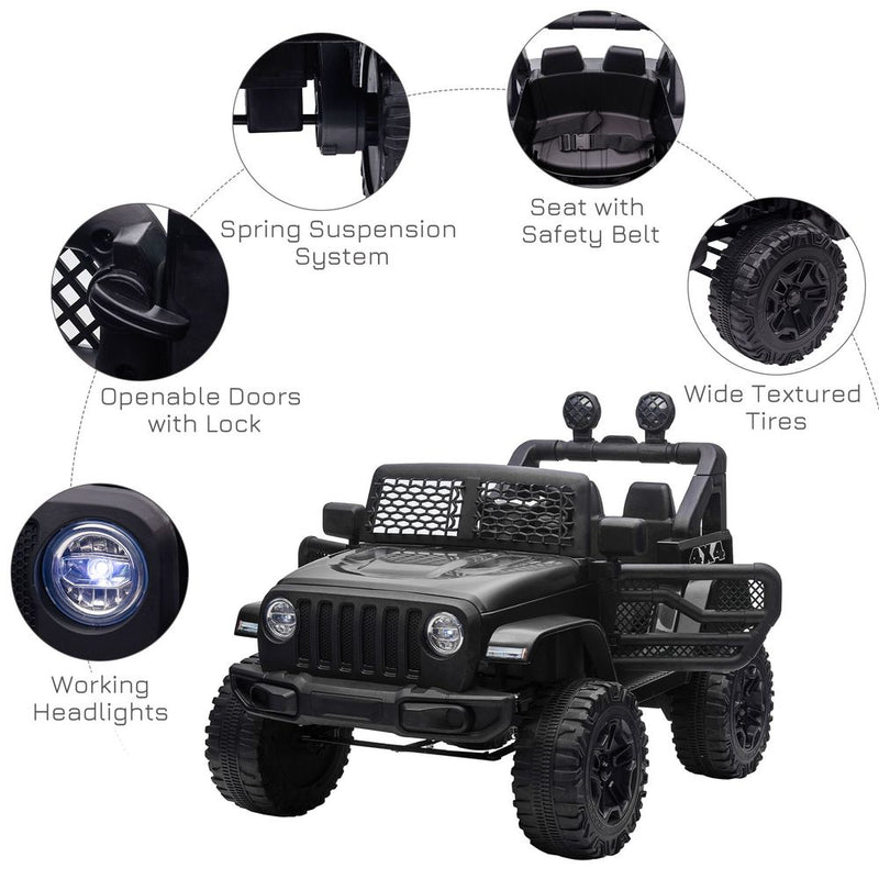 12V Kids Electric Ride On Car Truck Off-road Toy Remote Control Black