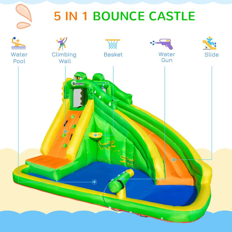 Kids Bouncy Castle with Slide Pool Basket Gun Climbing Wall W/ Blower