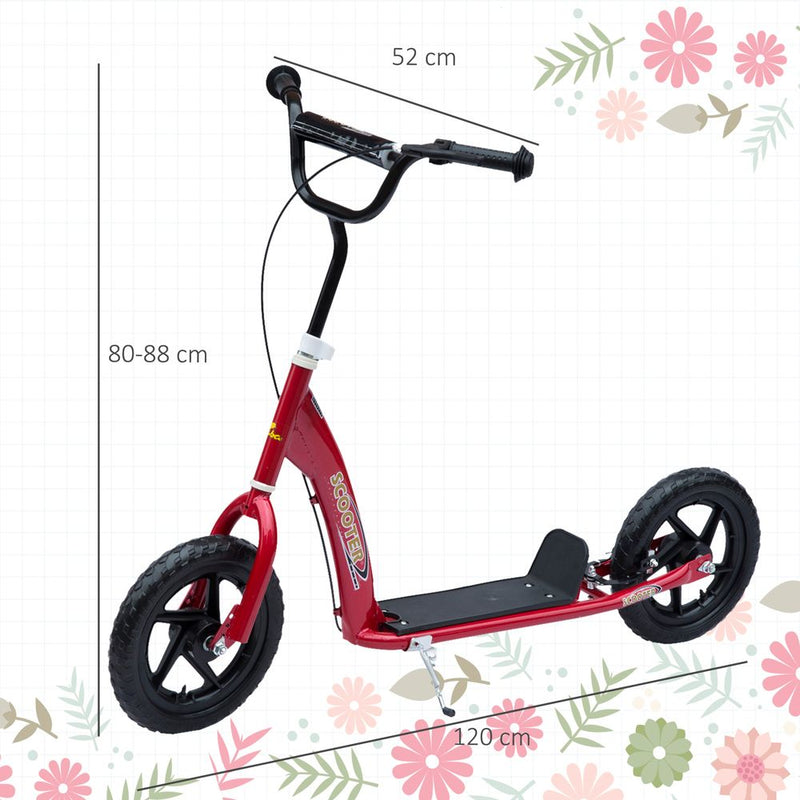 Push Scooter Teen Kids Stunt Bike Ride On with 12" EVA Tyres, Red