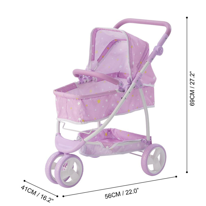 Olivia's Little World 2 in 1 Baby Doll Stroller Pram Foldable Purple OL-00010