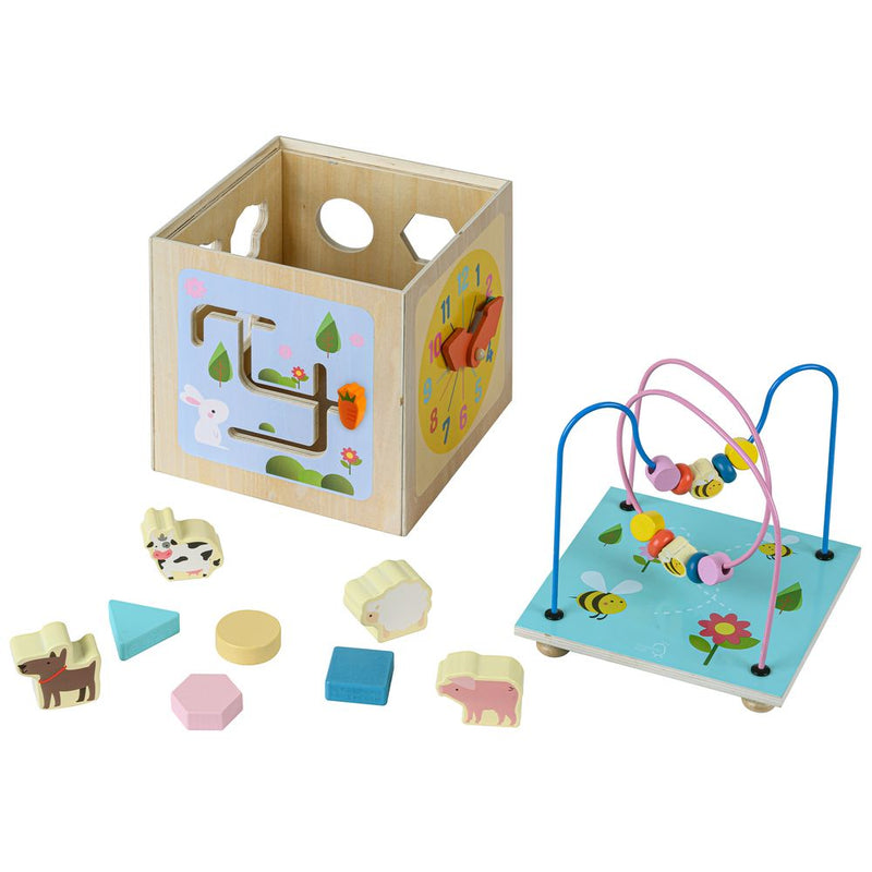 Preschool 5 in 1 Wooden Activity Cube, Educational Toy