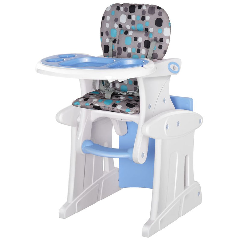 3-in-1 Convertible Baby High Chair Booster Seat w/ Removable Tray Blue