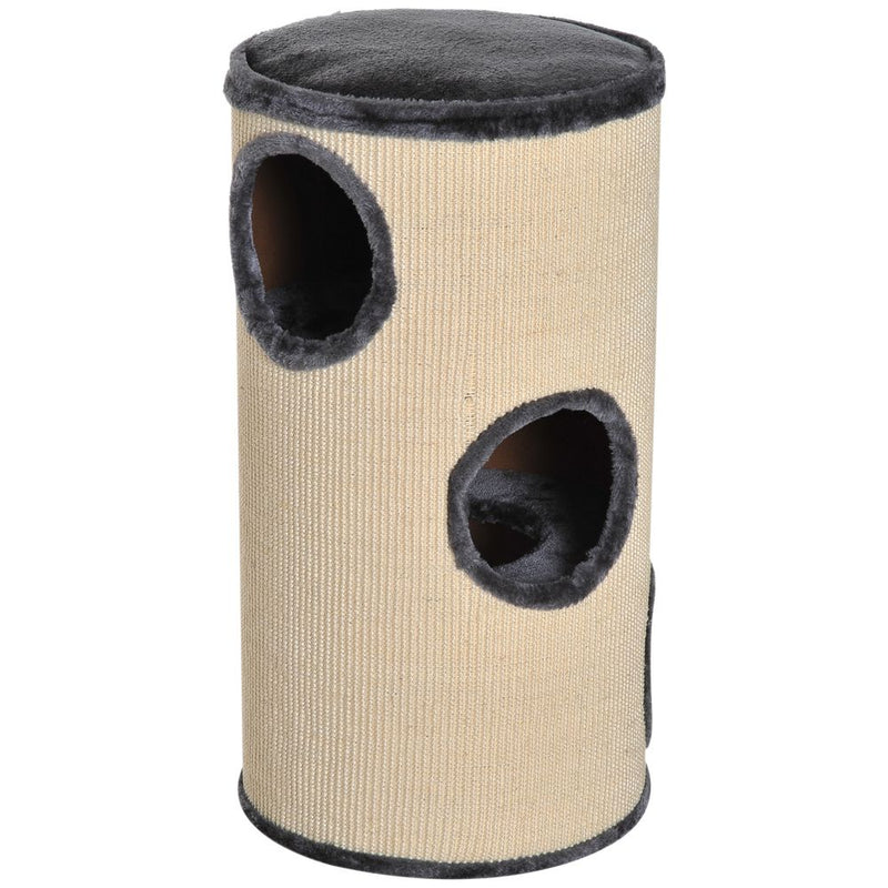 Cat Scratching Barrel Sisal Activity Center 3 Dens Observation Deck 70H Pawhut