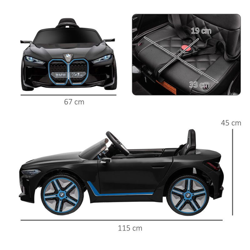 BMW i4 Licensed 12V Kids Electric Ride-On w/ Portable Battery - Black