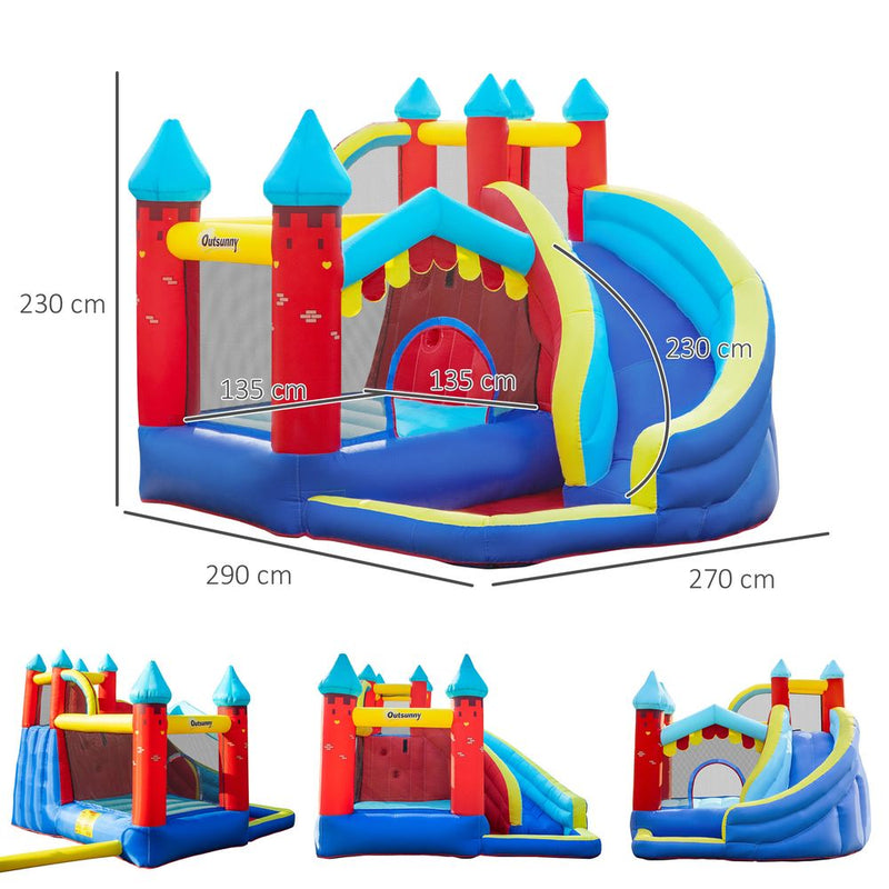 Kids Bouncy Castle with Slide Pool Trampoline Climbing Wall w/ Blower