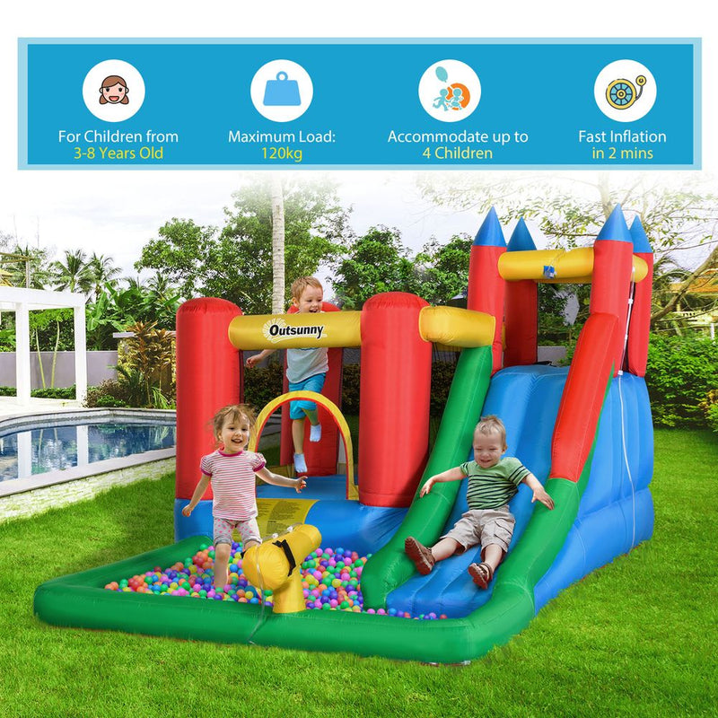 Kids Bouncy Castle w/ Slide Water Pool Climbing Wall & Trampoline