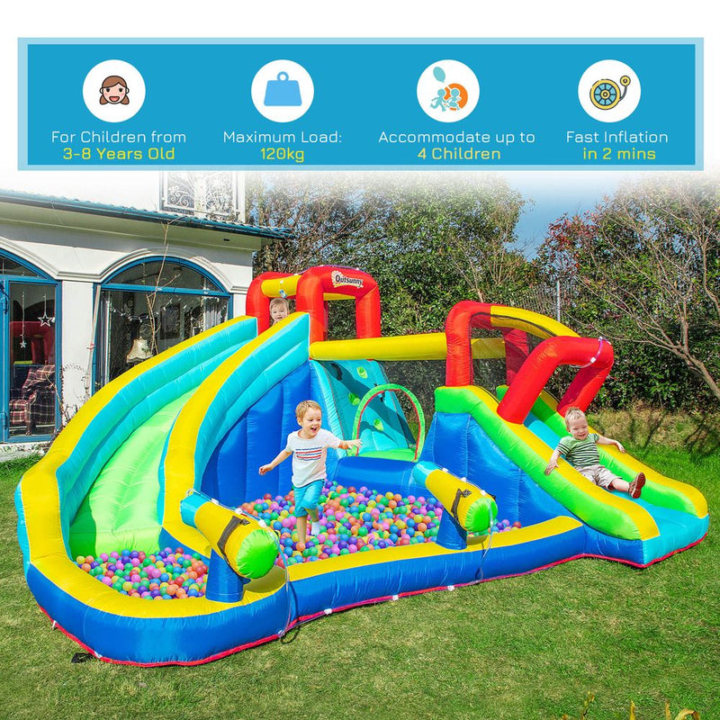 5 in 1 Kids Bouncy Castle with Slide Pool Inflatable House Inflator