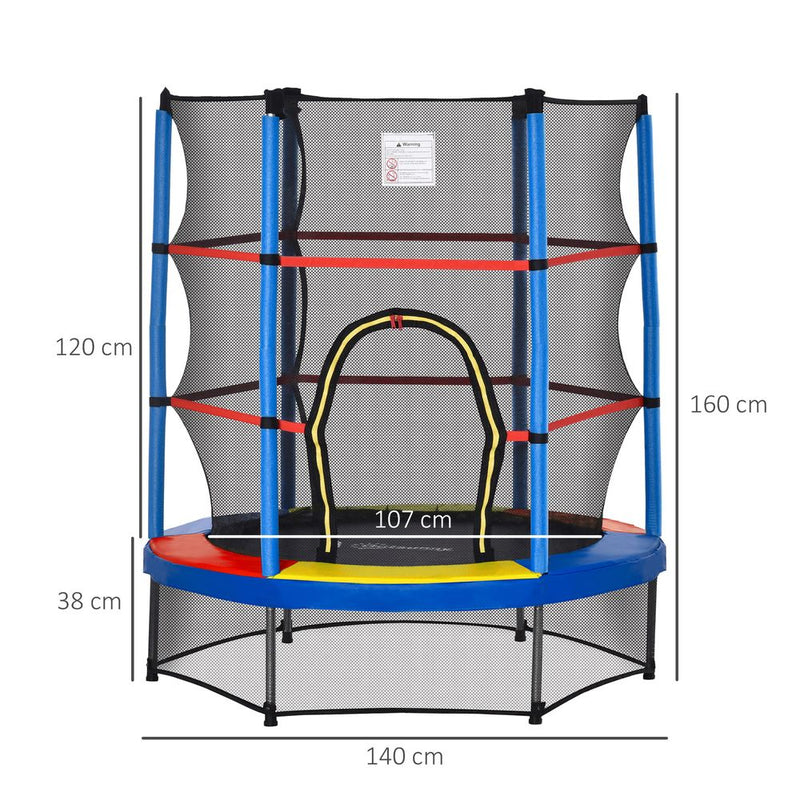 Kids Trampoline Mini Bouncer w/ Enclosure Net Age 3-6 Years Multi-color