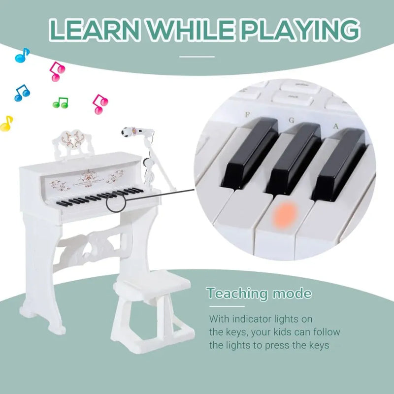 37/32 Key Kids Battery Keyboard Mini Grand Piano Stool Microphone Toy