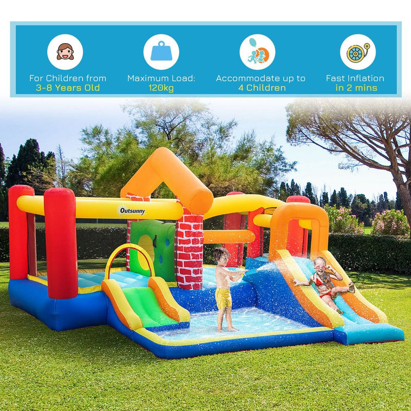 Kids Bouncy Castle with Double Slides Pool Trampoline with Blower