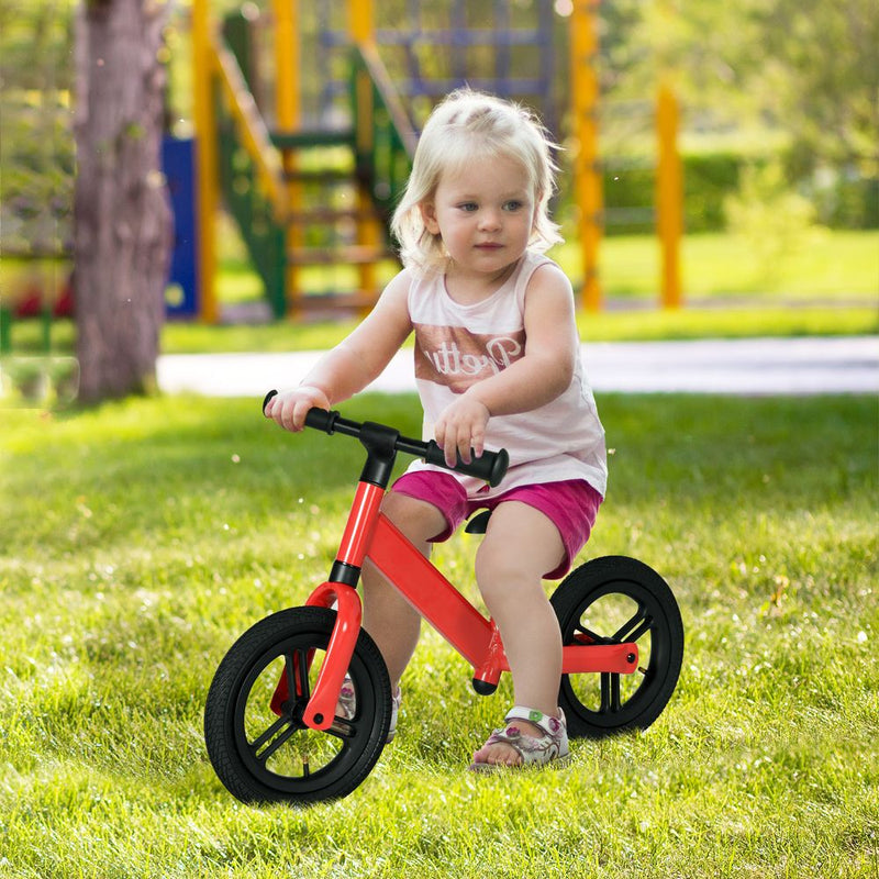 AIYAPLAY 12" Kids Balance Bike No Pedal with Adjustable Seat for 2-5 Years - Red