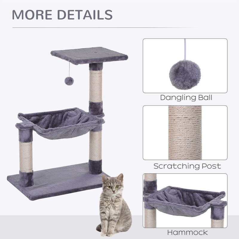 Cat Tree Scratching Posts  Natural Sisal Hammock Bed Kitty Activity Center 70Hcm