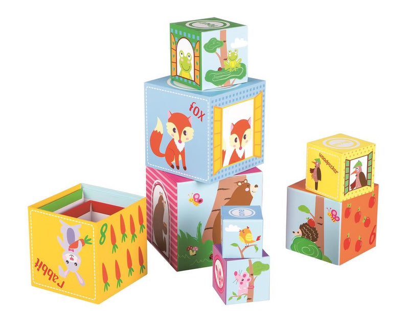 10PC Forest Animals Numbers Stacking Cubes Educational Toy For Kids