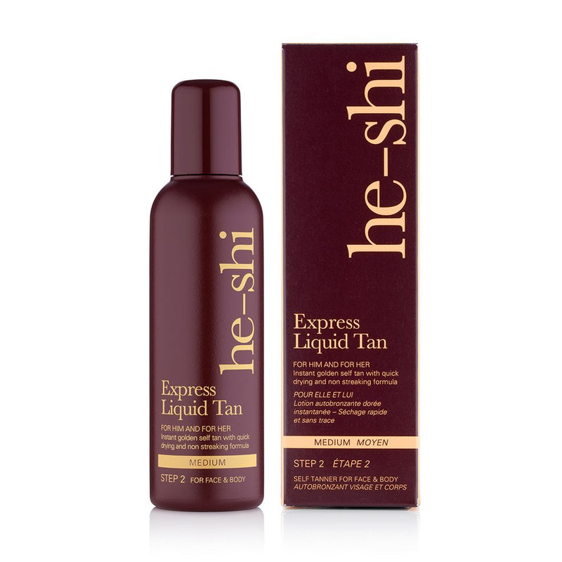 He-Shi Express Liquid Instant Self Tan 150ml - Medium Tan - Quick Dry - Easy to Apply