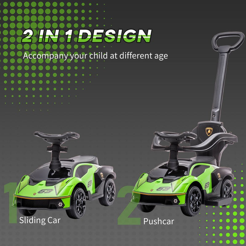 Lamborghini 2 in 1 Baby Ride on Push Car Toddler Push Along Car, Green