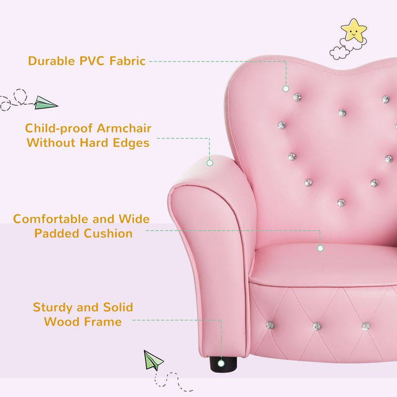 Kids Toddler Sofa Children Armchair Seating Chair Relax Girl Princess Pink