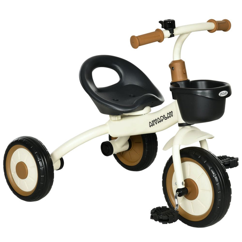 Kids Trike with Adjustable Seat, Basket, Bell for Ages 2-5 Yrs White