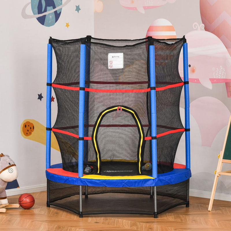 Kids Trampoline Mini Bouncer w/ Enclosure Net Age 3-6 Years Multi-color