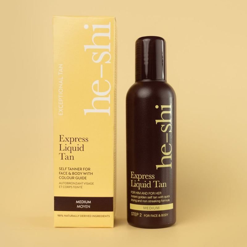 He-Shi Express Liquid Instant Self Tan 150ml - Medium Tan - Quick Dry - Easy to Apply