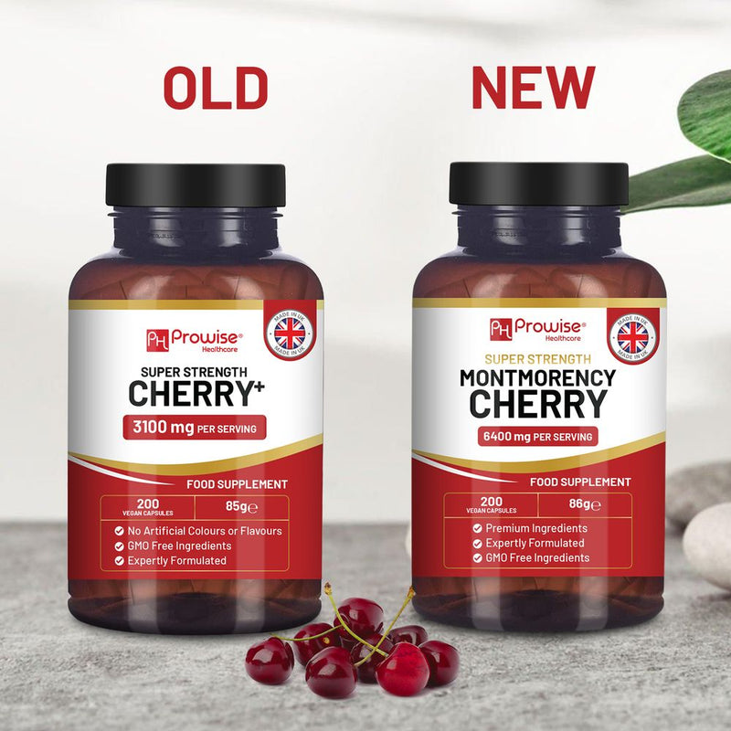 Montmorency Cherry 6400mg - 200 Tart Cherry Capsules - Natural Tart Cherry Extract Supplement for Men & Women