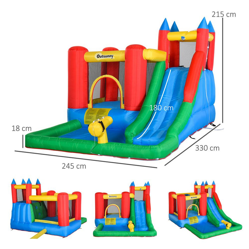 Kids Bouncy Castle w/ Slide Water Pool Climbing Wall & Trampoline