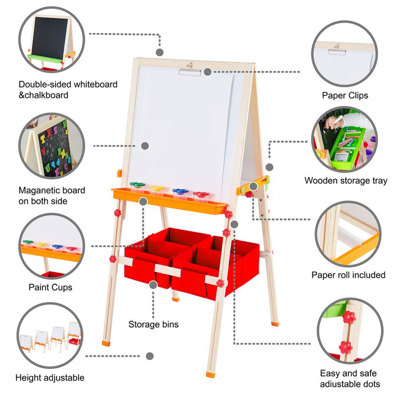 Kids Easel Chalkboard Blackboard Whiteboard Adjust Height