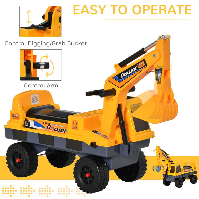 Ride on Excavator Digger Music Light for 2-3 Years Old Yellow