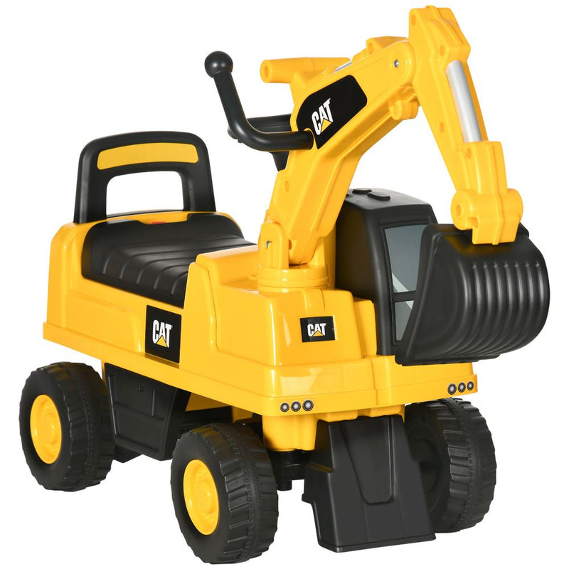 HOMCOM CAT Licensed Kids Construction Ride-On Digger w/ Shovel, for 1-3 Years