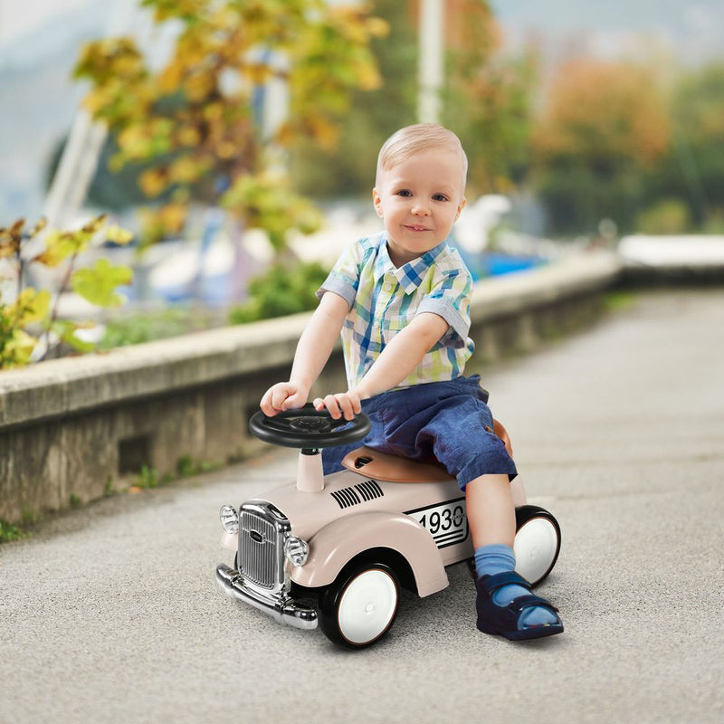 Foot To Floor Slider with Steering Wheel for 12-36 Months Cream White