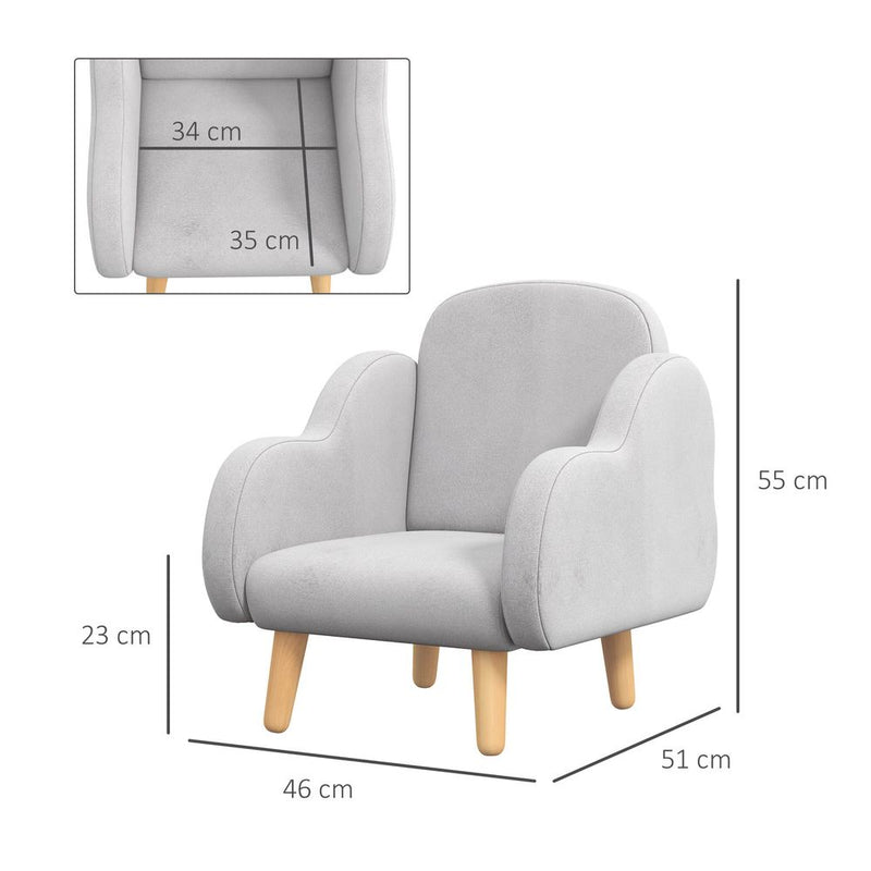 Cloud-Shaped Toddler Armchair, Kids Mini Chair for Playroom, Bedroom - Grey