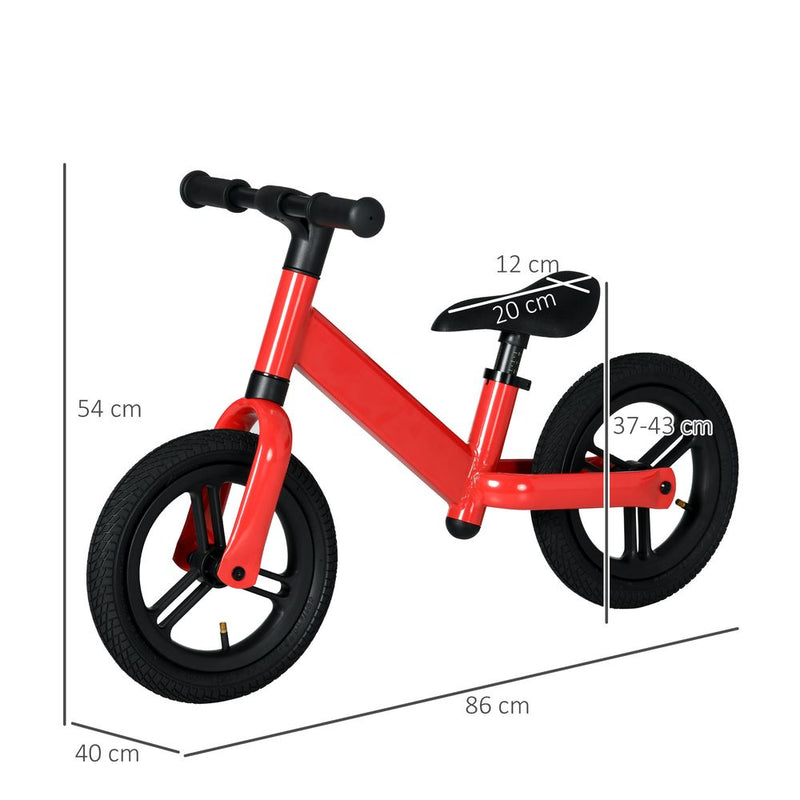 AIYAPLAY 12" Kids Balance Bike No Pedal with Adjustable Seat for 2-5 Years - Red