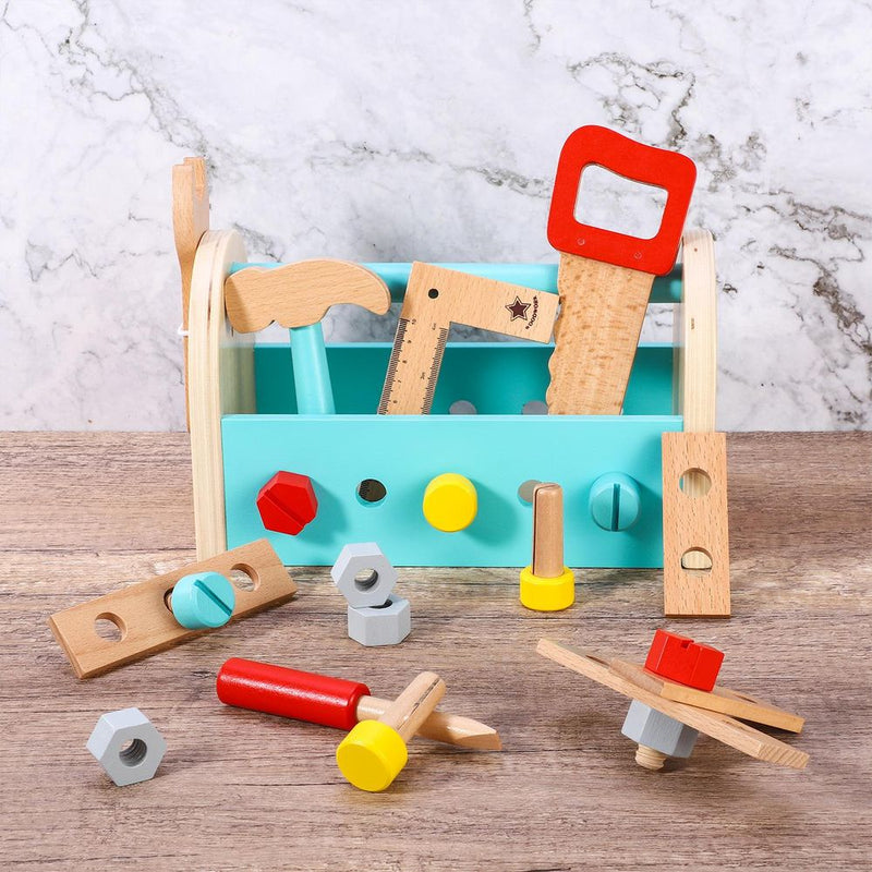 My First Toolbox Carpenter Wooden Building Tools Play Set Pretend Play 3+