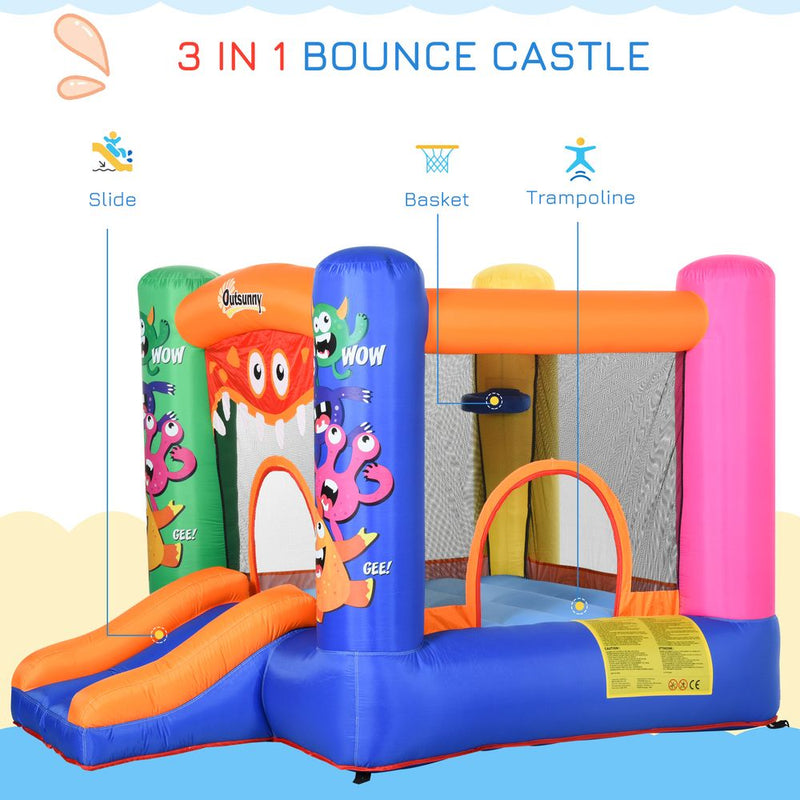 Bouncy Castle with Slide Basket Trampoline Monster Design