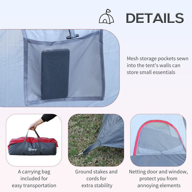 Outdoor  Camping Tent For 5-6 W/ Bag, Fiberglass & Steel Frame Outsunny