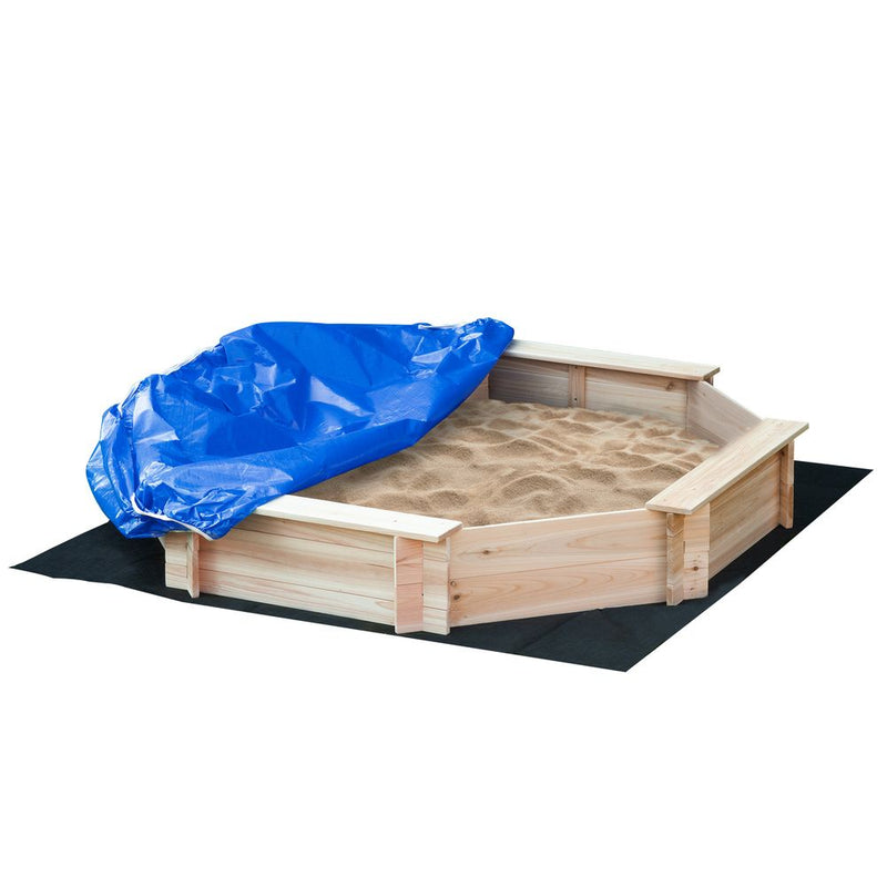 Kids Wooden Sand Pit Sandbox with Cover Outdoor Playset