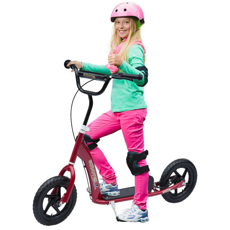 Push Scooter Teen Kids Stunt Bike Ride On with 12" EVA Tyres, Red