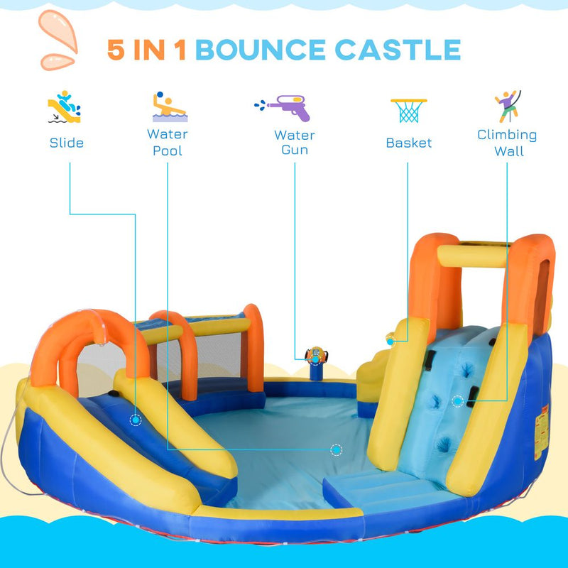 5 in 1 Kids Bouncy Castle Large Inflatable House Slide Water Gun