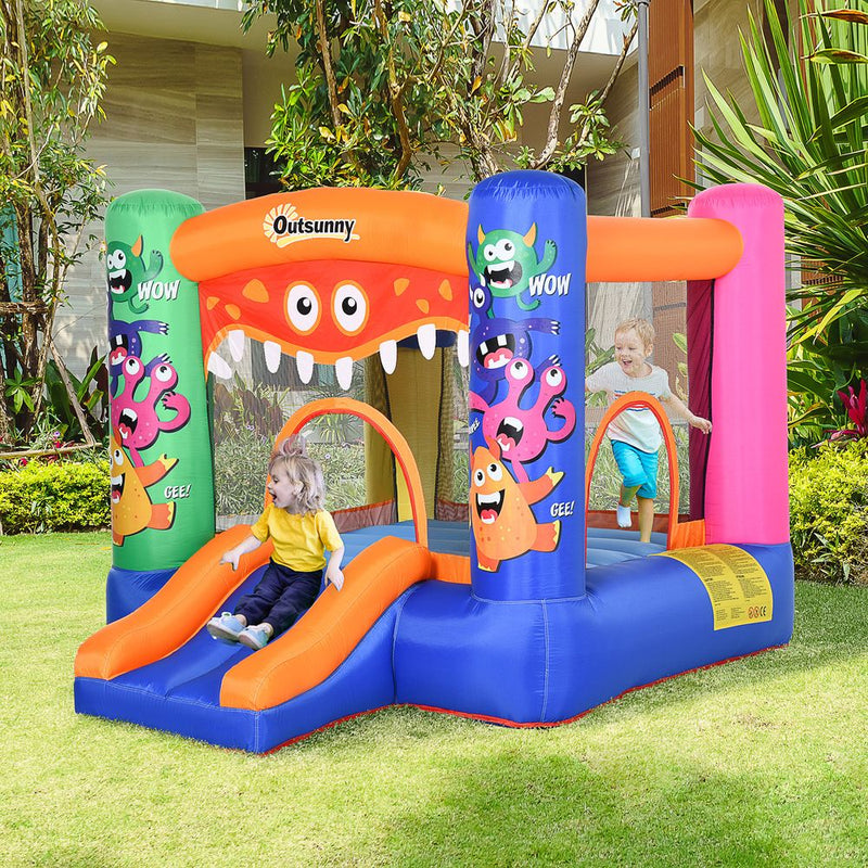 Bouncy Castle with Slide Basket Trampoline Monster Design