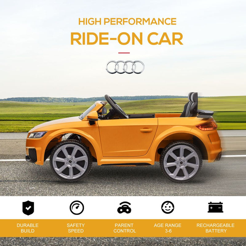 12V Battery Licensed Audi TT RS Ride-On Car w/ Removable Highlights, MP3 Player