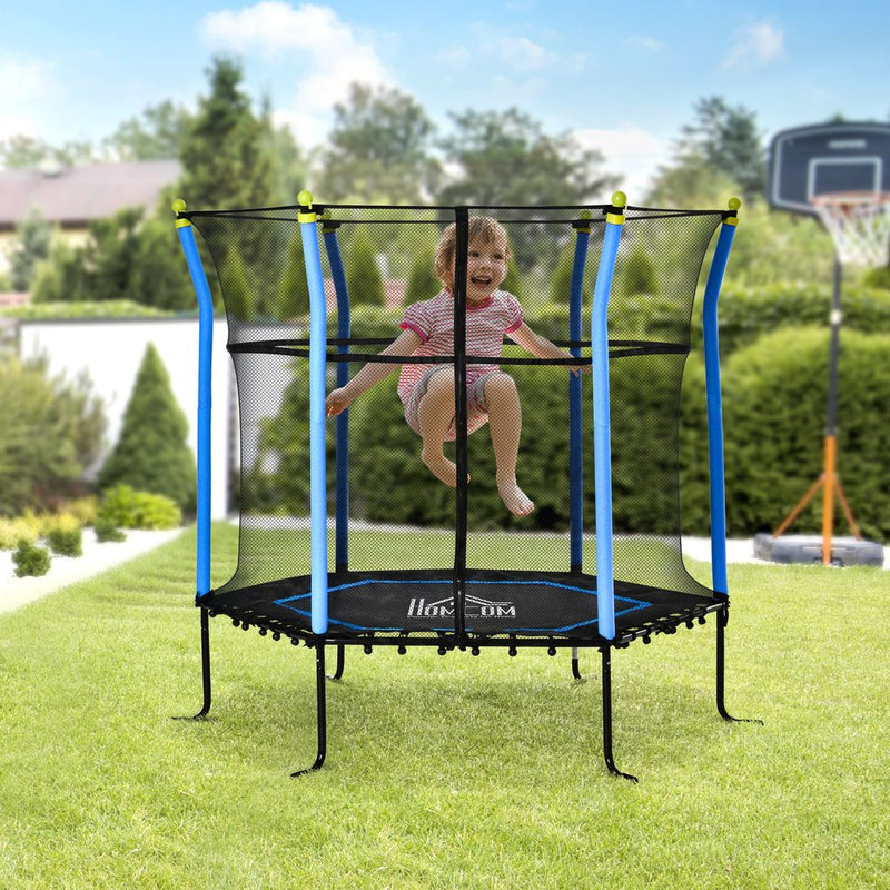 5.2FT Kids Trampoline With Enclosure Indoor Outdoor for 3-10 Years Blue