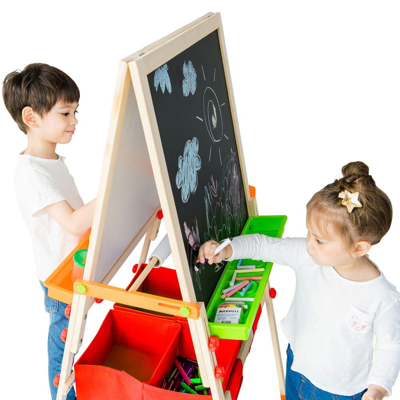 Kids Easel Chalkboard Blackboard Whiteboard Adjust Height